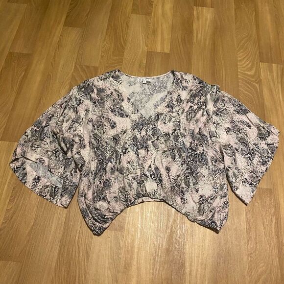 On the Road Snake Print Open Front Blouse | S - Picture 1 of 5